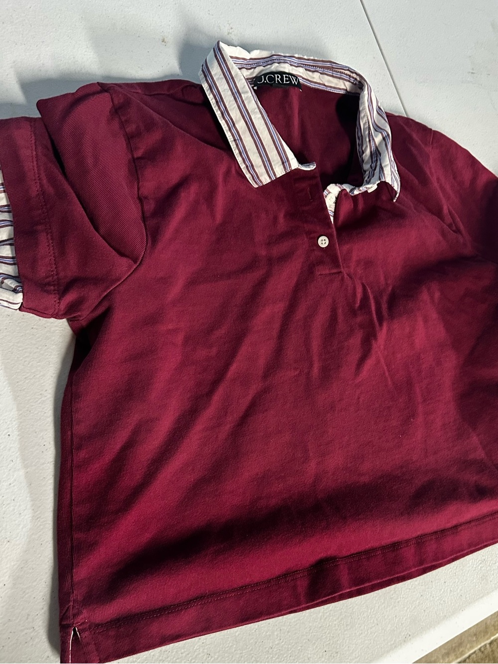 J. Crew women’s Burgundy Polo with Striped Collar
